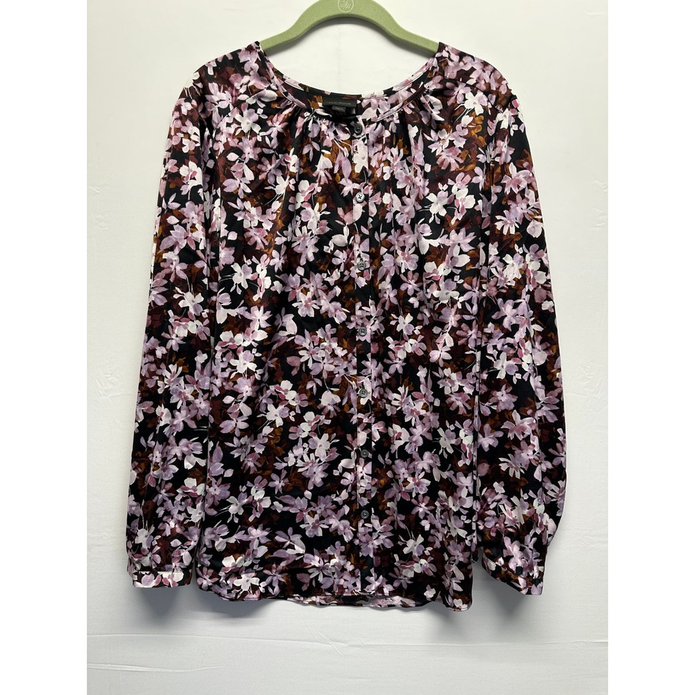 J Jill Wherever Collection Women Tunic Blouse Dark Floral XS LS